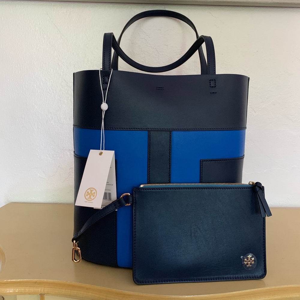 NWT Tory Burch Block-T Pieced Medium Tote